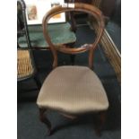 SINGLE UPHOLSTERED EDWARDIAN BALLOON BACK MAHOGANY CHAIR