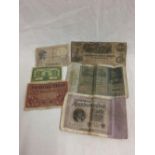 PLASTIC WALLET OF FOREIGN CURRENCY NOTES INCL; 100 DOLLAR CONFEDERATE CURRENCY NOTE,