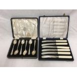 CASED TEA SPOONS & CAKE KNIVES