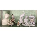 BISQUE FIGURINE OF A NAKED LADY BY KAISER, GERMANY & AN ITALIAN BUST OF A YOUNG GIRL,