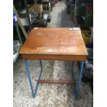 CHILD'S WOOD & METAL DESK WITH INKWELL,