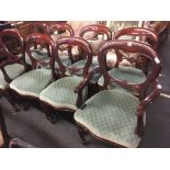 SET OF 8 REPRODUCTION MAHOGANY BALLOON BACK & UPHOLSTERED DINING CHAIRS INCL;