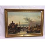 GILT FRAMED PRINT 'QUIET EVENING HOUR' BY SPOLHER,