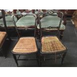 PAIR OF VINTAGE WOODEN BEDROOM CHAIRS WITH M.O.