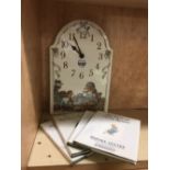 PORCELAIN BATTERY CLOCK OF FOXWOOD TAILS BY VILLEROY & BOCH WITH 4 BEATRIX POTTER BOOKS