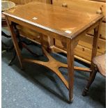 MAHOGANY RECTANGULAR HALL TABLE WITH INLAY,