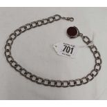 METAL CURB LINK WATCH CHAIN WITH SILVER SPINNING FOB