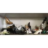 SHELF OF CHINA & OTHER ORNAMENTS OF ANIMALS ETC