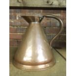 VICTORIAN COPPER ALE JUG WITH RIVET REPAIR TO HANDLE