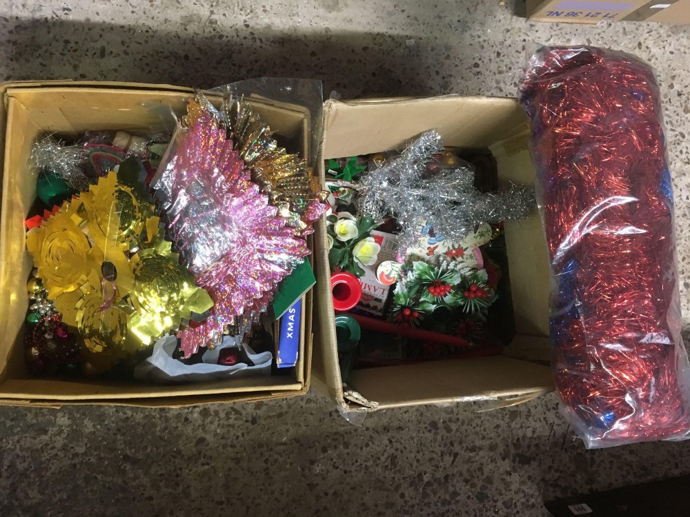 2 CARTONS OF CHRISTMAS DECORATIONS