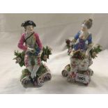 SMALL PAIR OF CERAMIC FIGURINES OF A GEORGIAN COUPLE,