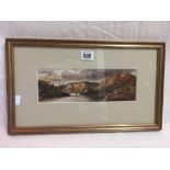 E LEAR, WATERCOLOUR OF A RIVER VALLEY WITH WRITTEN DETAILS TO REVERSE,