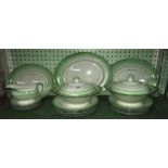 VINTAGE GREEN PATTERNED DINNERWARE BY ADDERLEY WARE INCL; LARGE & SMALL DINNER PLATES,