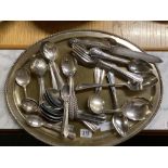 PLATED TRAY & ASSORTED PLATED CUTLERY