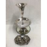 VICTORIAN PLATED CENTREPIECE ON MIRROR BASE & VICTORIAN PLATED INK STAND