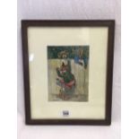 LOUIS WAIN, A RARE COLOUR PRINT OF DOGS SCRUMPING APPLES,