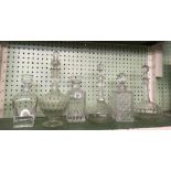 6 VARIOUS GLASS DECANTERS