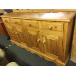 MODERN STRIPPED PINE SIDEBOARD / KITCHEN CUPBOARD,