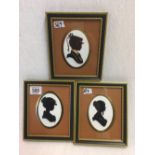 A SET OF 3 MINIATURE SILHOUETTE PORTRAITS, SIGNED IN PENCIL MARY, ESMERALDA & ROSAMUND,