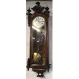 MAHOGANY FRAMED GLASS FRONTED VIENNESE STYLE CLOCK