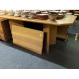 MODERN TEAK EXTENDING DINING TABLE WITH EXTRA LEAF
