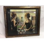 F/G OIL ON CANVAS OF 2 YOUNG LADIES BY FABIO PEREZ ARTIST FROM ARGENTINA - UNSIGNED