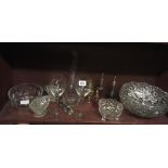 SHELF OF GLASSWARE INCL;