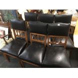 SET OF 5 ART NOUVEAU OAK FRAMED DINING CHAIRS WITH UPHOLSTERED SEATS & BACKS