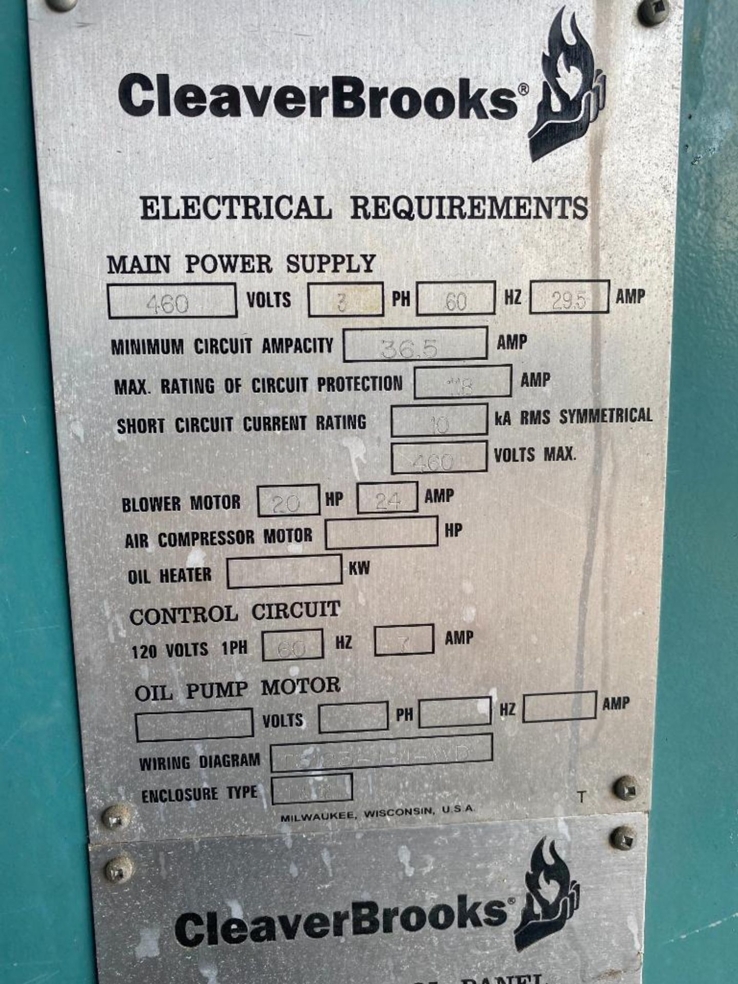 CLEAVER BROOKS GAS FIRED BOILER; 12,246 BTU/HR HAWK DIGITAL CONTROLS; MODEL CLEAVER BROOKS/CBLE 700- - Image 6 of 9