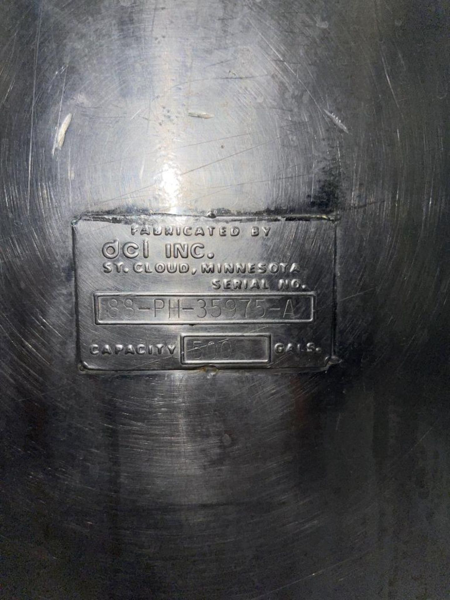 DCI MIXER KETTLE; 500 GALLON; 316 L SS; WITH SWEEP, TURBINE AND HOMENGIZER; 130PSI @300F JACKET ASME - Image 8 of 15