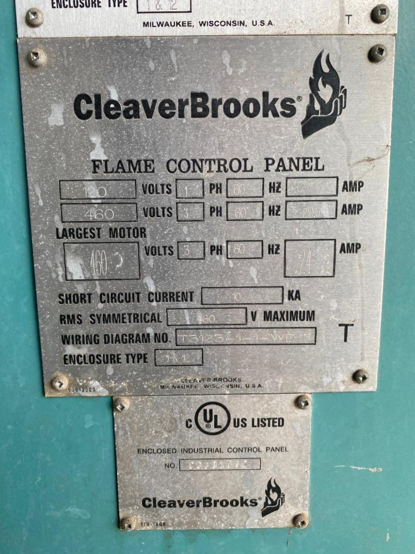 CLEAVER BROOKS GAS FIRED BOILER; 12,246 BTU/HR HAWK DIGITAL CONTROLS; MODEL CLEAVER BROOKS/CBLE 700- - Image 8 of 9