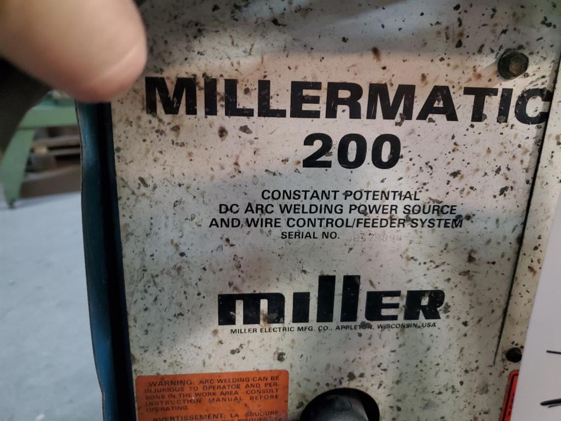 MILLER MILLERMATIC 200 WELDER; NO GAS TANK - Image 6 of 6