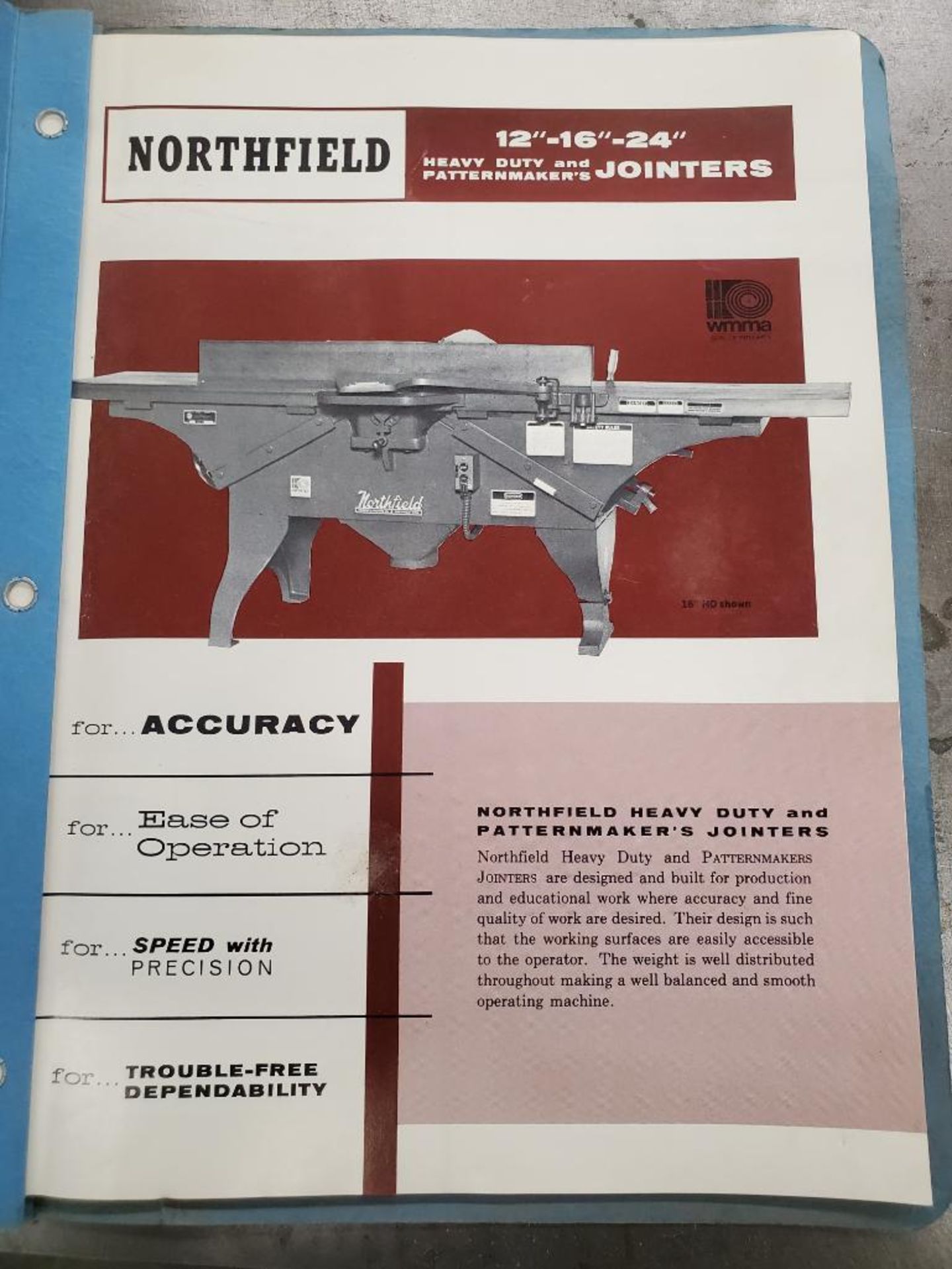 NORTHFIELD 16-HD 16" JOINTER PLANER; WITH KNIFE GRINDING AND JOINTING ATTACHMENT - Image 11 of 13