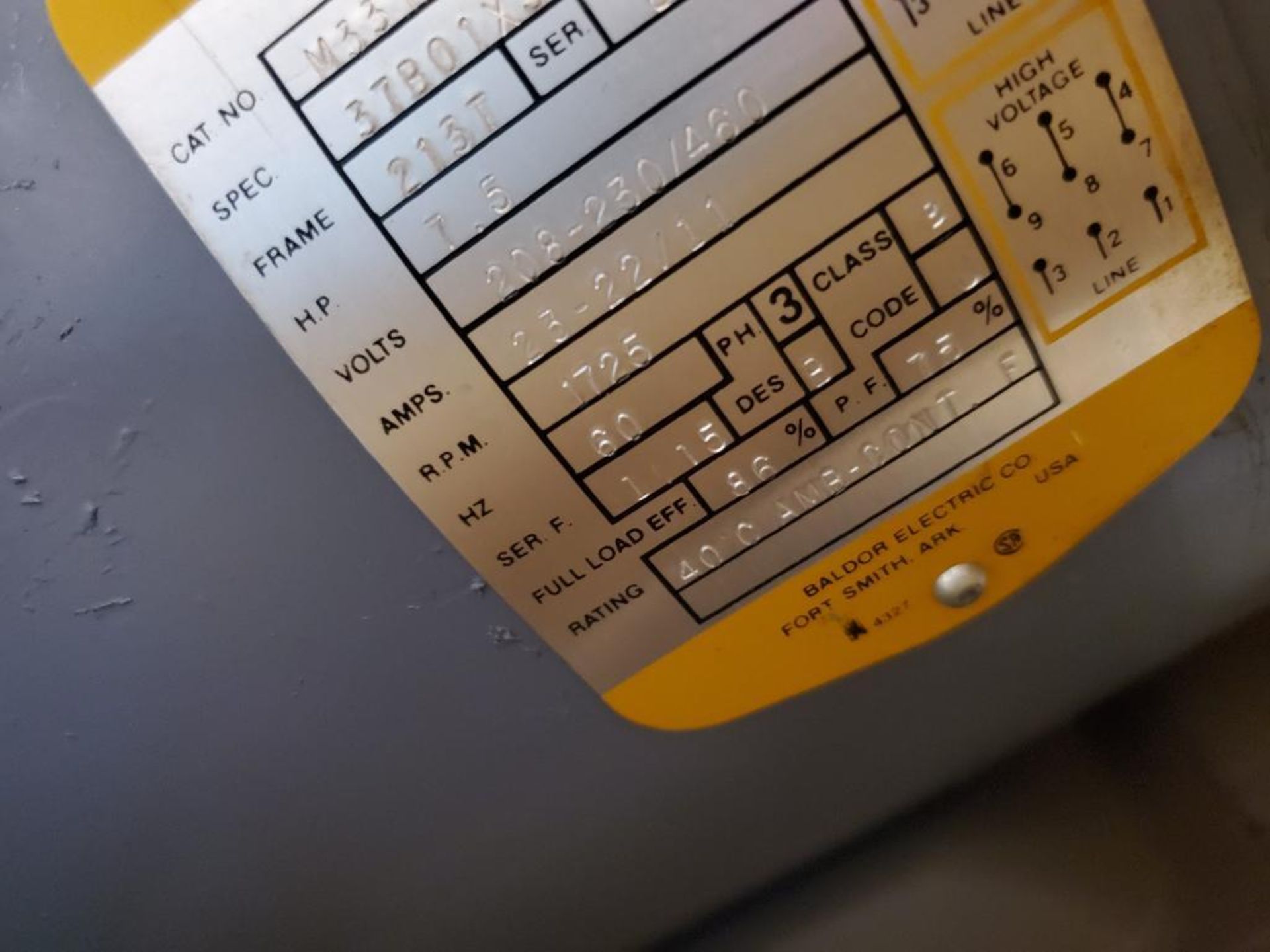 BALDOR 7.5 HP ELECTRIC MOTOR - Image 3 of 4