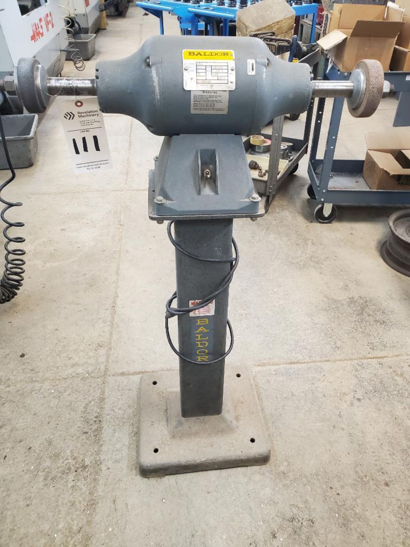 BALDOR 3/4 HP INDUSTRIAL PEDESTAL BUFFER GRINDER 332B - Image 2 of 4