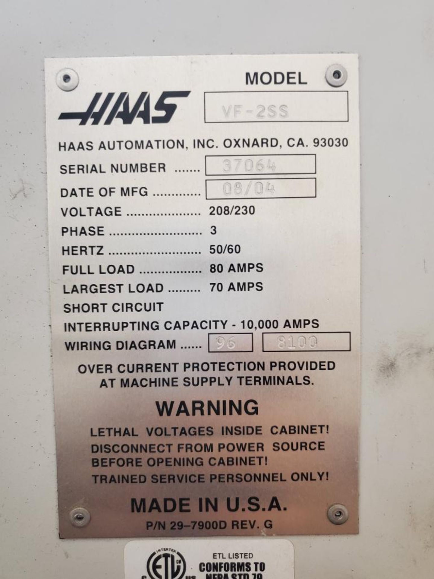 2004 HAAS SUPER VF-2 VMC; S/N 37064; 12K RPM SPINDLE - Image 16 of 16