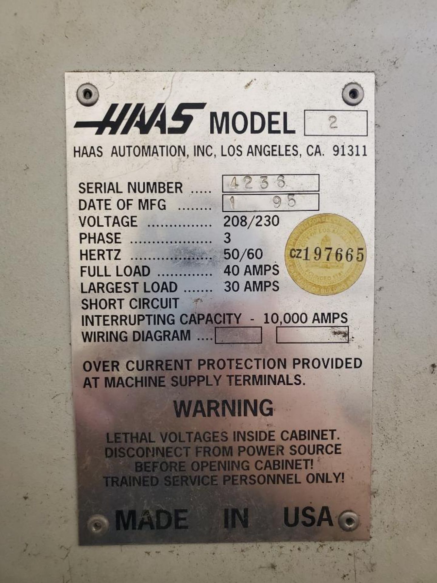 1995 HAAS VF-2 VMC - Image 3 of 13