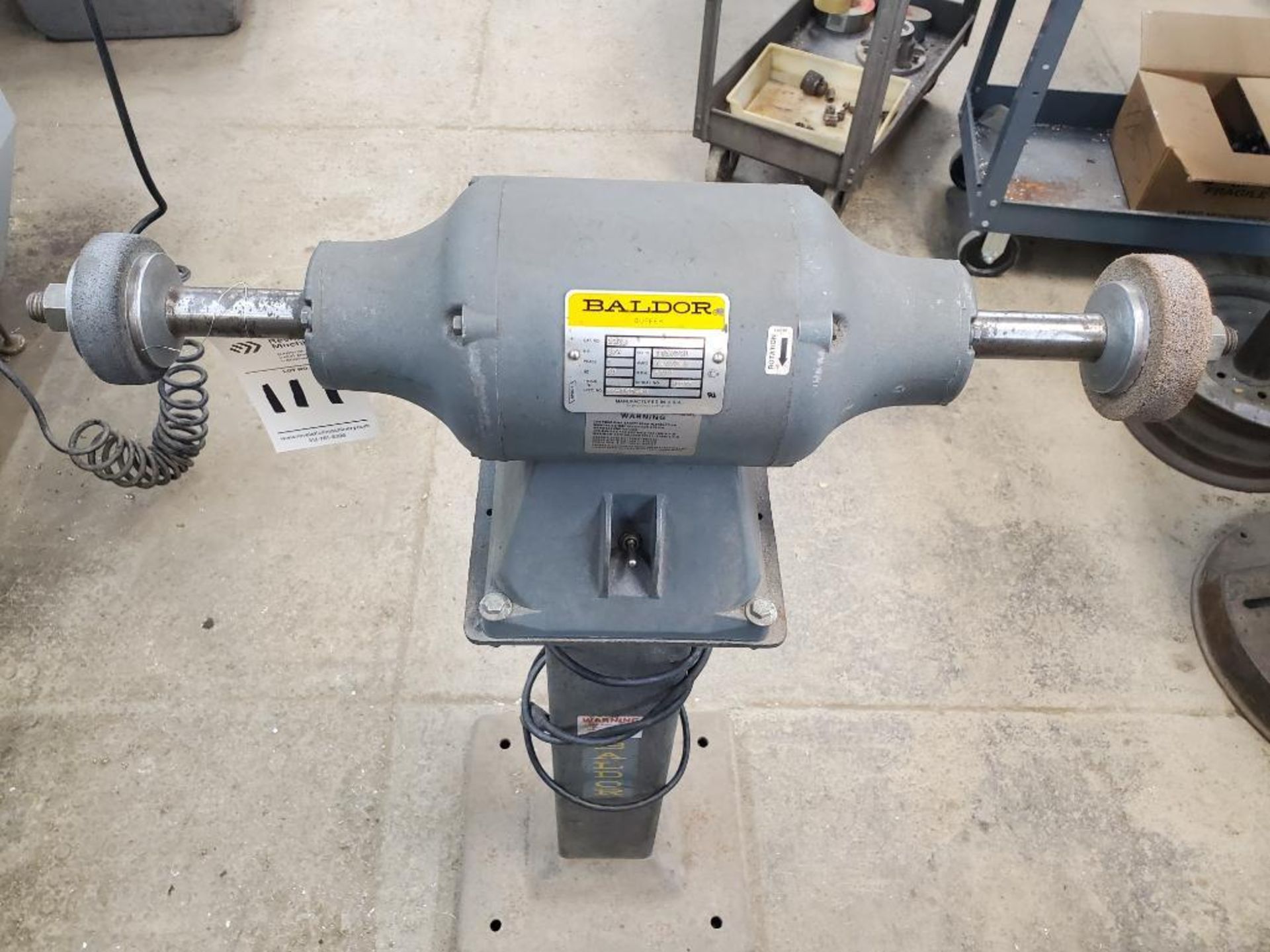 BALDOR 3/4 HP INDUSTRIAL PEDESTAL BUFFER GRINDER 332B - Image 3 of 4