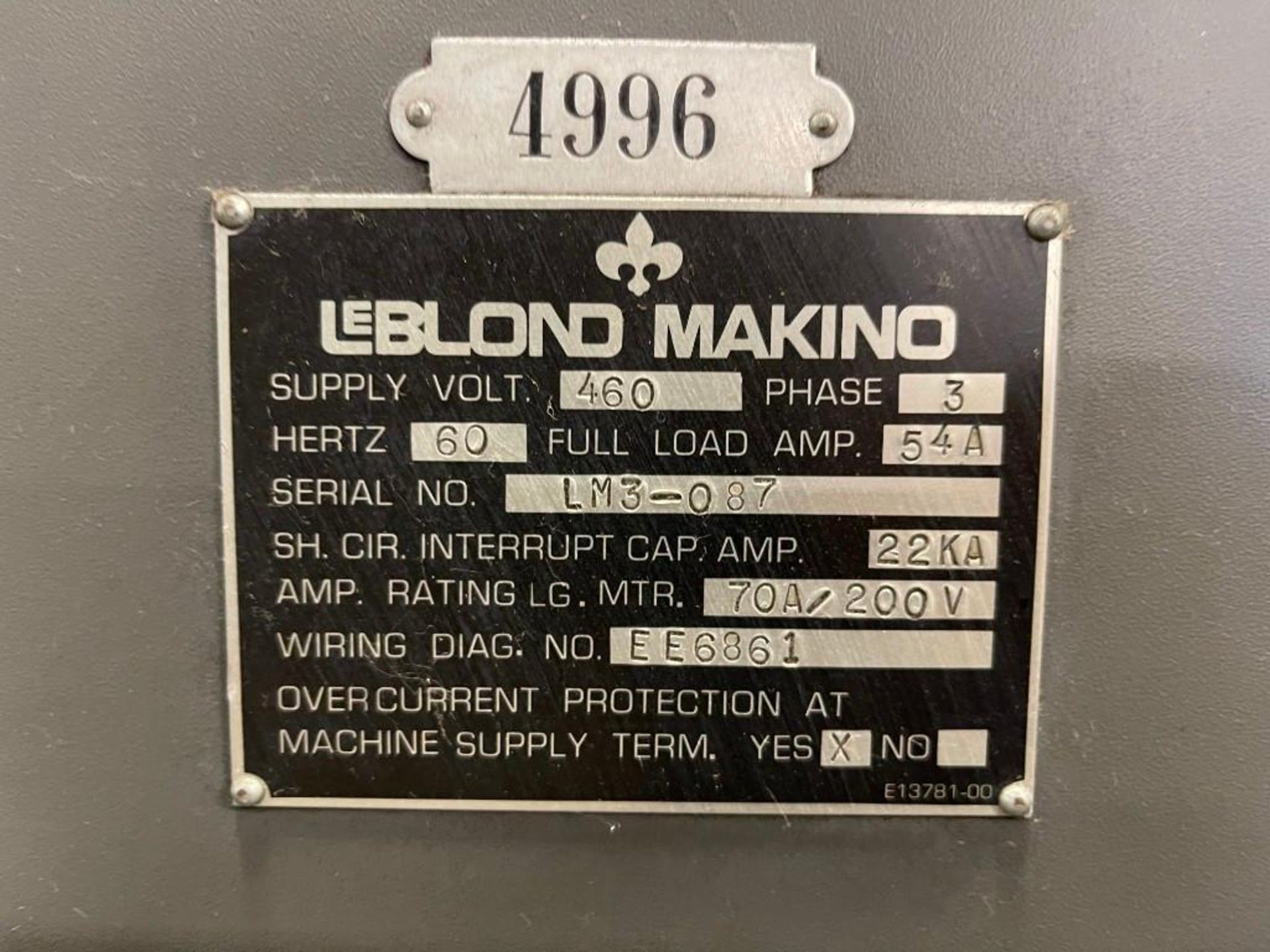 LEBLOND MAKINO FNC128 VMC; YR 1992 - Image 6 of 6