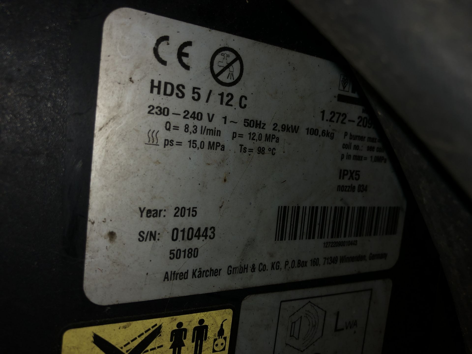 Karcher HDS 5/12 C Professional Hot Water Pressure Washer - Image 4 of 6