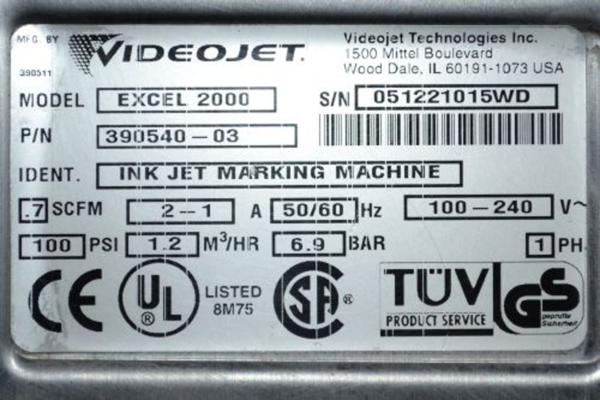 Videojet model Excel 2000 ink jet coder - Image 4 of 7