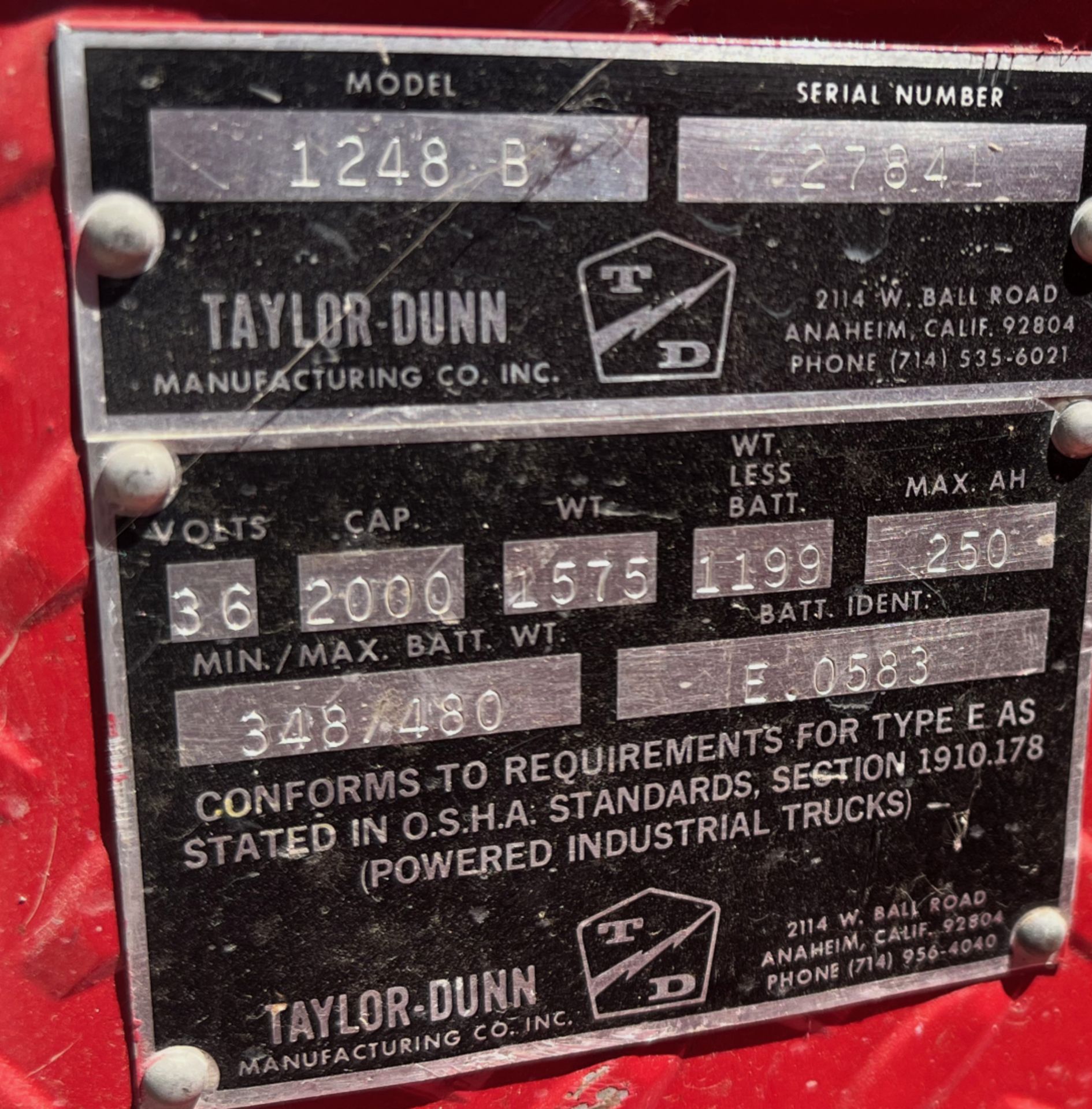 TAYLOR-DUNN ELECTRIC FIRE TRUCK - Image 5 of 5