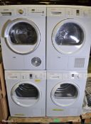 3x Bosch MAXX 7 Sensitive tumble dryers (damage to perspex on one machine) & 1x Siemens iQ