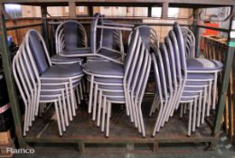 39x Chairs - Gray Metal Frame With Padded Blue & Gray Seats