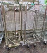 2x Palletower Mobile Caged Laundry Trollies