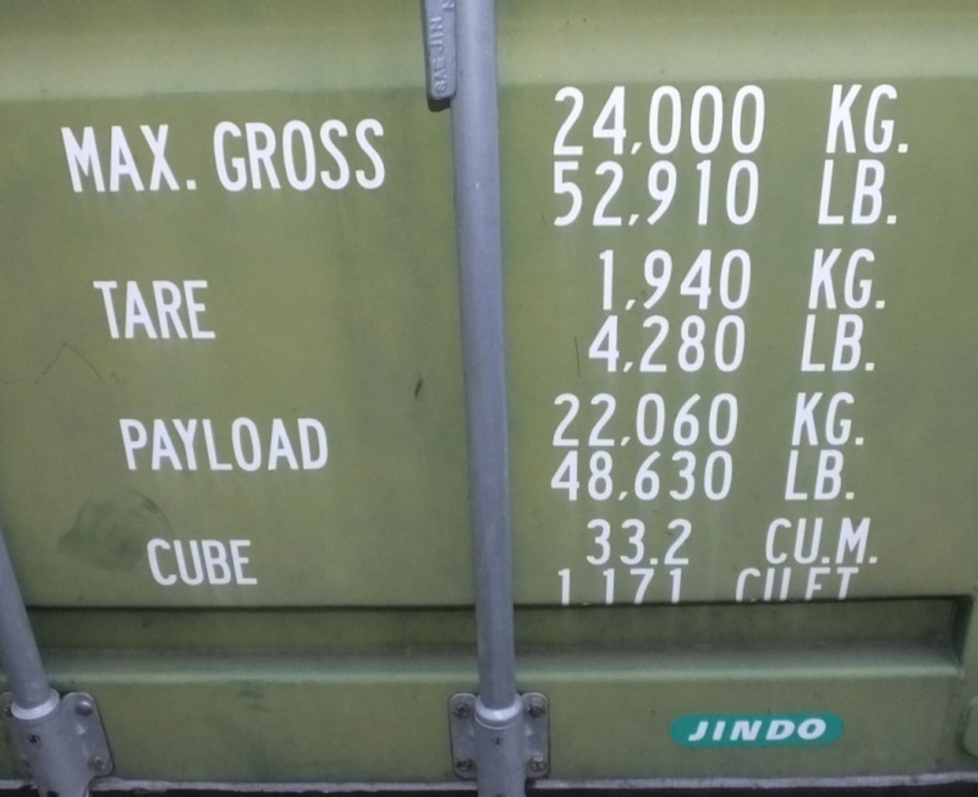 20ft ISO container - green - Type US-D240W - racking included - - LOCATED AT OUR CROFT SITE - Image 10 of 10