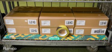 Flagging Yellow & Black diagonal stripe tape - 40mm wide - 12 Rolls Per Box - 6 boxes