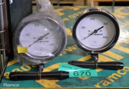 2x Rototherm Thermometer 41 Bi Metallic 100mm Dials