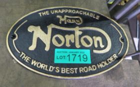 Manx Norton cast sign