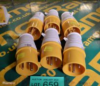 6x 110v 32 AMP 3 Pin Plugs IP44 Rated